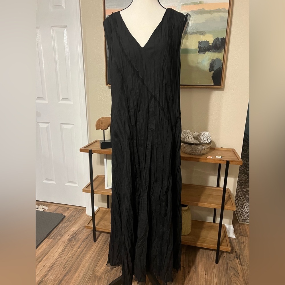 Moyuru Black Crinkle Maxi Sleeveless Dress | Goth Japanese Avant Garde Size 4 - Picture 2 of 15